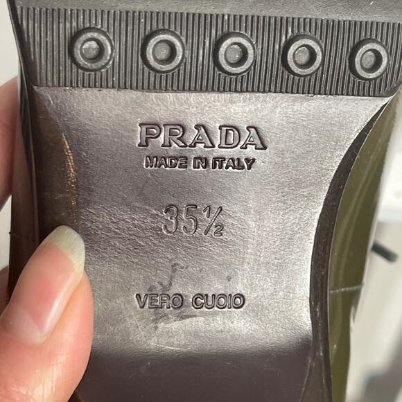 Vintage Prada Army Green Lace Up Oxford Size 35.5 - Picture 8 of 8